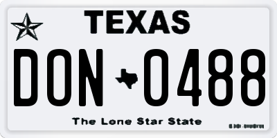 TX license plate DON0488