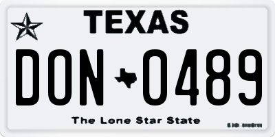 TX license plate DON0489