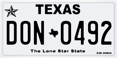 TX license plate DON0492