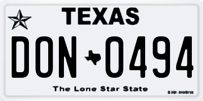 TX license plate DON0494