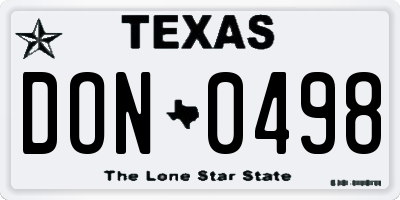 TX license plate DON0498