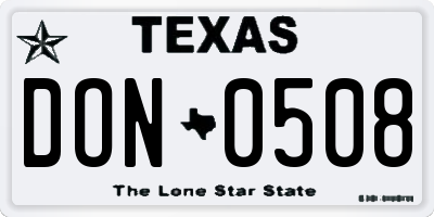 TX license plate DON0508