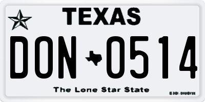 TX license plate DON0514