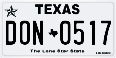TX license plate DON0517