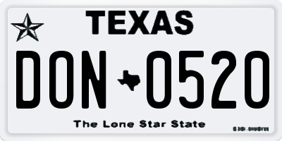 TX license plate DON0520