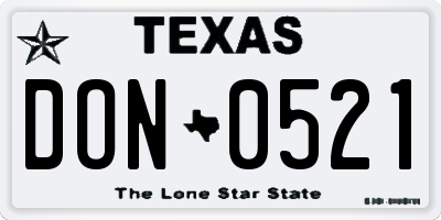 TX license plate DON0521