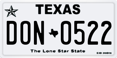 TX license plate DON0522
