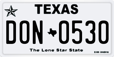 TX license plate DON0530