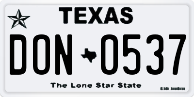 TX license plate DON0537