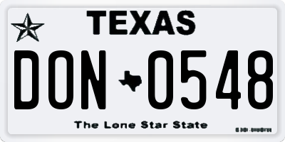 TX license plate DON0548