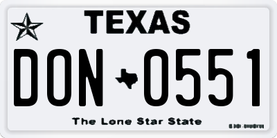 TX license plate DON0551