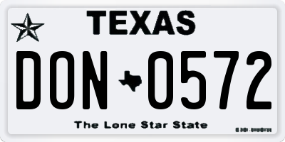 TX license plate DON0572