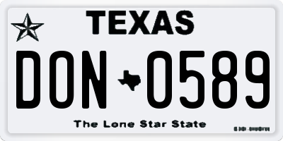 TX license plate DON0589