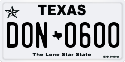 TX license plate DON0600