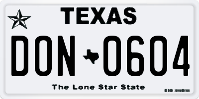 TX license plate DON0604