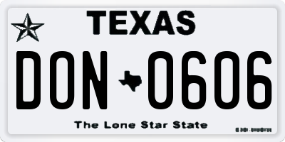 TX license plate DON0606