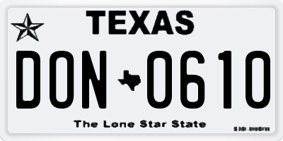 TX license plate DON0610