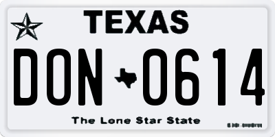 TX license plate DON0614