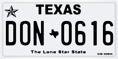 TX license plate DON0616
