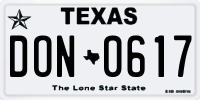 TX license plate DON0617