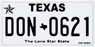 TX license plate DON0621