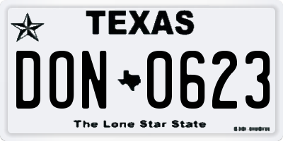TX license plate DON0623