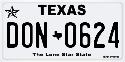 TX license plate DON0624