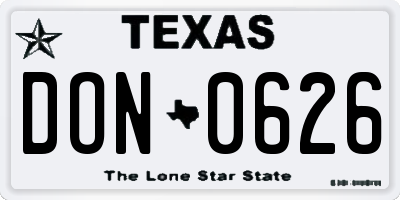 TX license plate DON0626