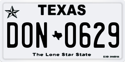 TX license plate DON0629