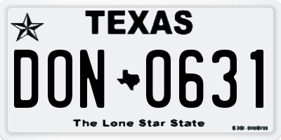 TX license plate DON0631