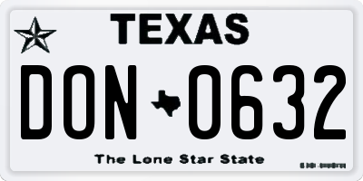 TX license plate DON0632