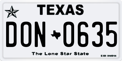 TX license plate DON0635