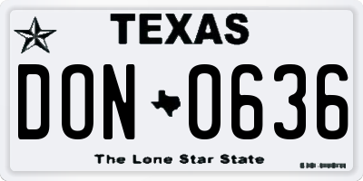 TX license plate DON0636