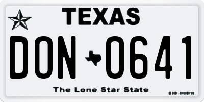 TX license plate DON0641