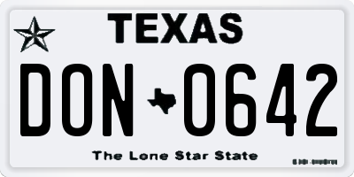 TX license plate DON0642