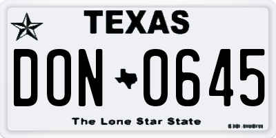 TX license plate DON0645
