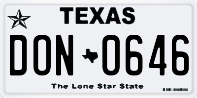 TX license plate DON0646