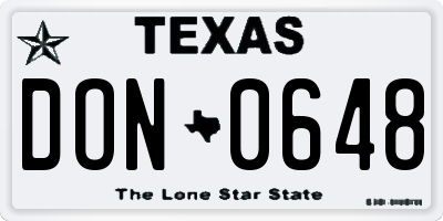 TX license plate DON0648