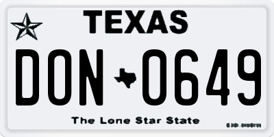 TX license plate DON0649
