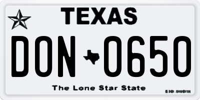 TX license plate DON0650