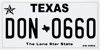 TX license plate DON0660