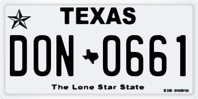 TX license plate DON0661