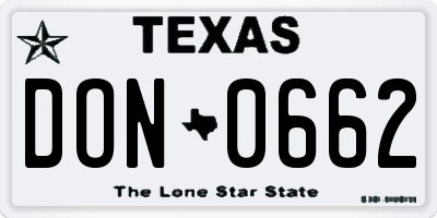 TX license plate DON0662