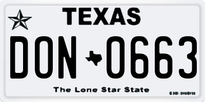 TX license plate DON0663