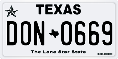 TX license plate DON0669
