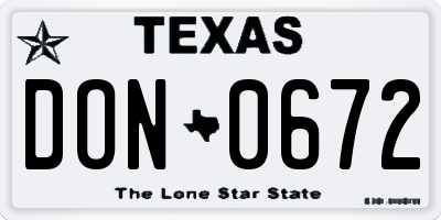 TX license plate DON0672