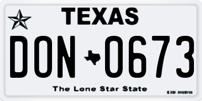 TX license plate DON0673