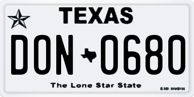 TX license plate DON0680