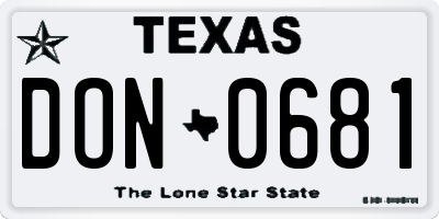 TX license plate DON0681