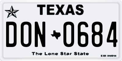 TX license plate DON0684